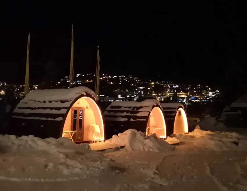 Wintercamping in Scuol, Schweiz