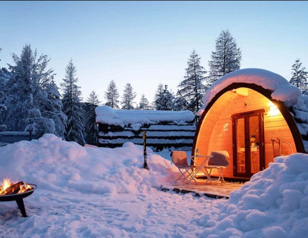 Wintercamping in Scuol, Schweiz