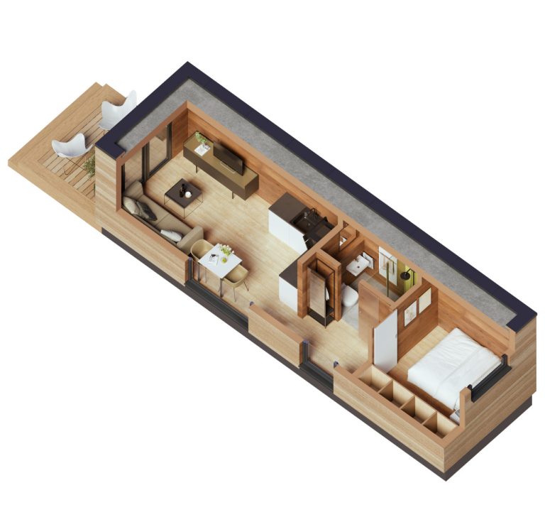 Tiny House uniCube – Querschnitt (Zeichnung)